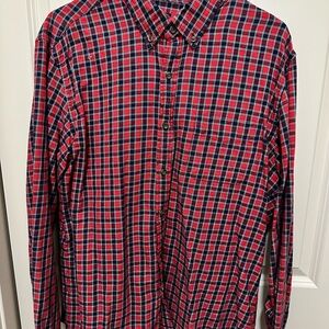 J. Crew Factory Red and Navy Checkered Shirt